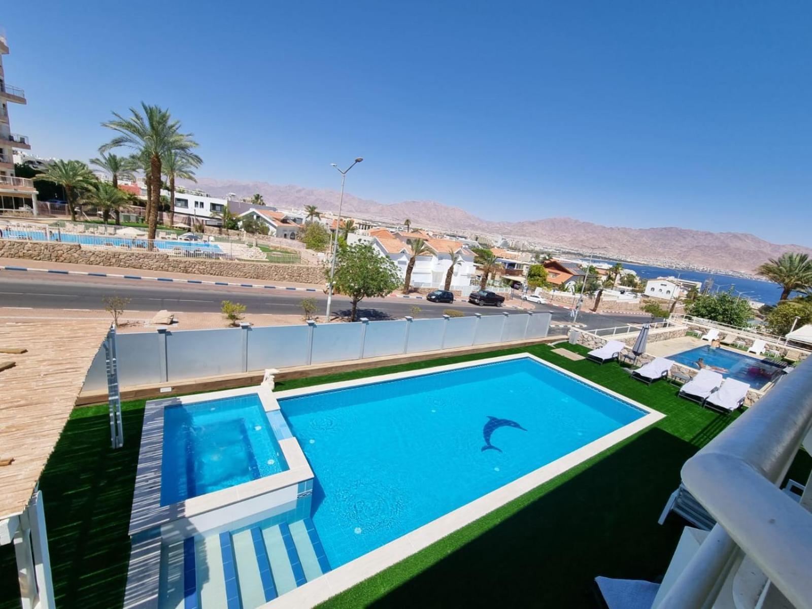 Villa With Heated Pool And Jacuzzi Sea View 300M Front Of The Beach Eilat Extérieur photo